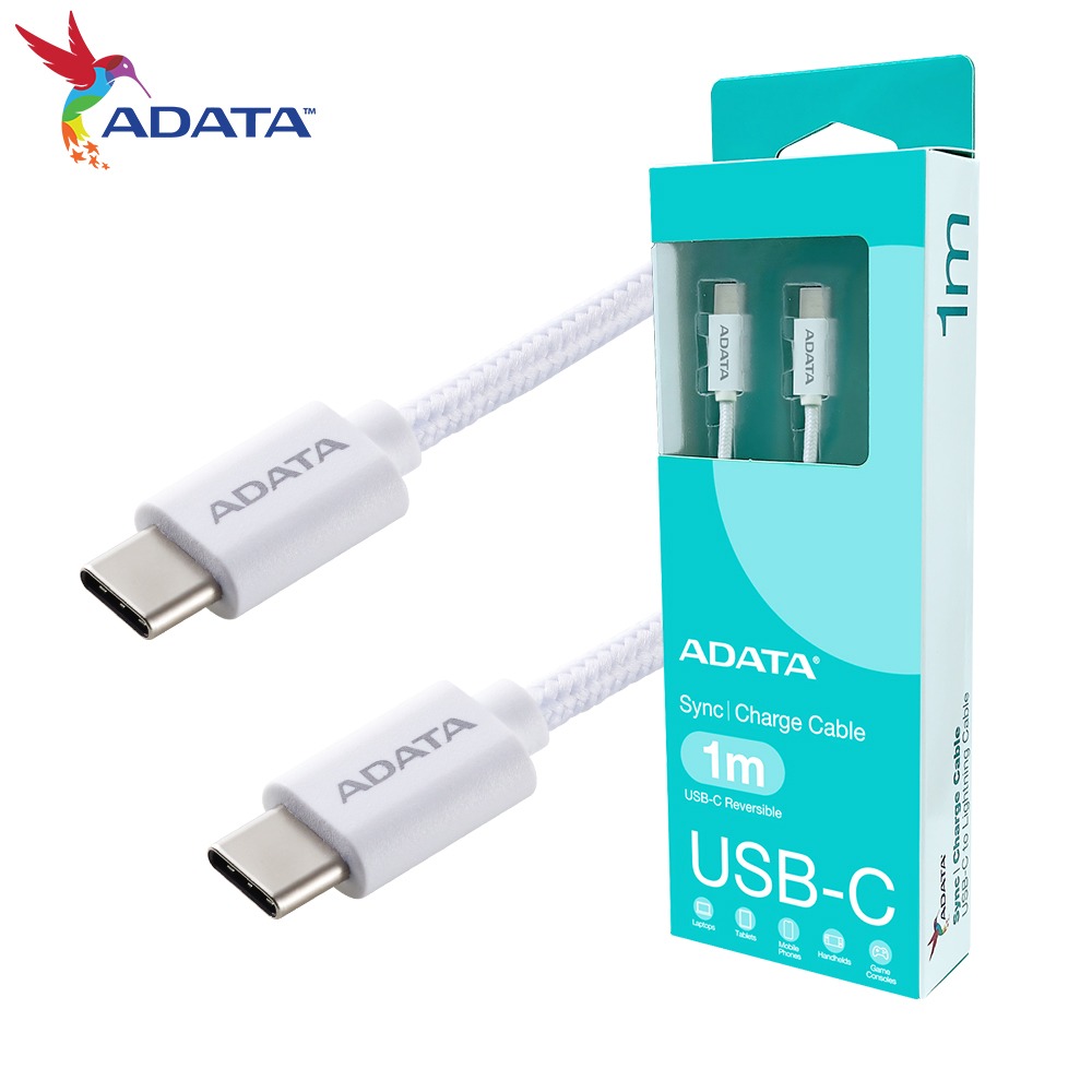 ADATA 威剛 USB-C to USB-C 100W PD QC 充電傳輸編織線 黑/白 100cm 充電線-細節圖3