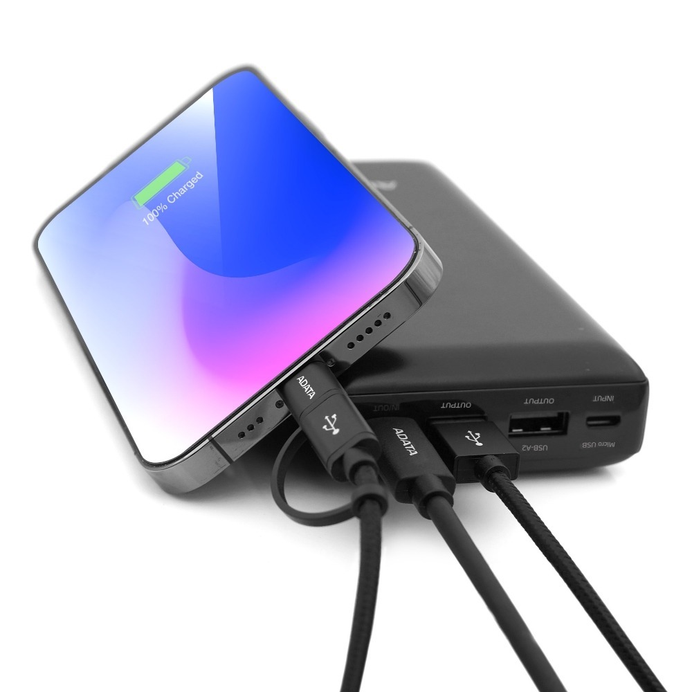 ADATA 威剛 C20 行動電源 20000mAh 3孔輸出 黑/白 公司貨-細節圖3