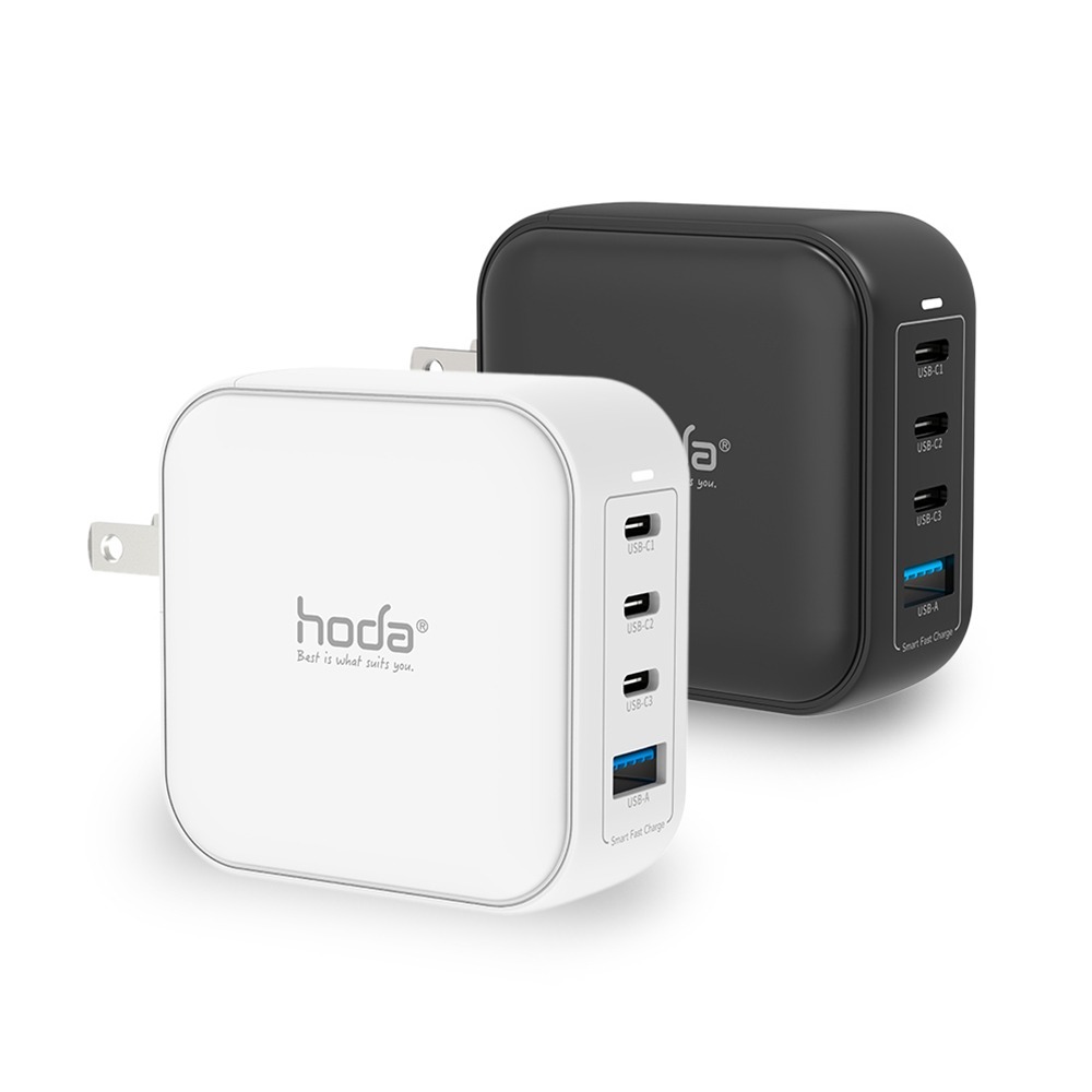 HODA 100W GaN氮化鎵 智慧方型四孔 電源供應器 / 極速智能 充電器 (內附100W C to C充電線)-細節圖3