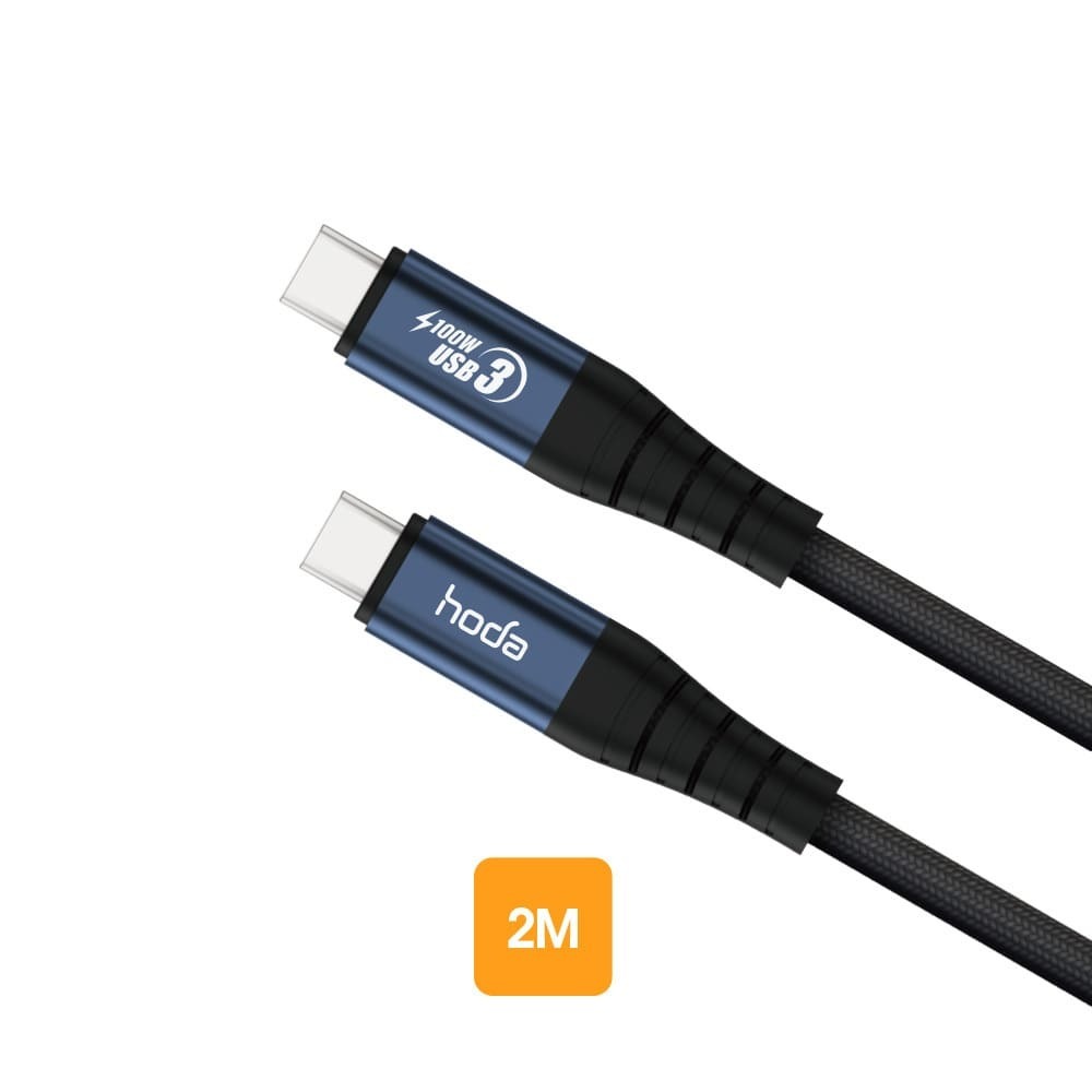 HODA 100W 5A USB3【USB-C to C】2M 快速充電編織線材 Type-C 傳輸線 充電線-細節圖2