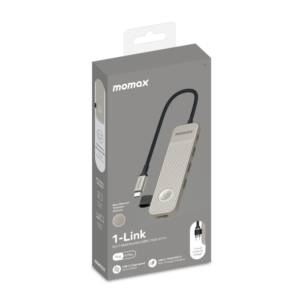 MOMAX 摩米士 ONELINK 6合1 USB-C 多功能傳輸充電轉接器 鈦金色-細節圖9