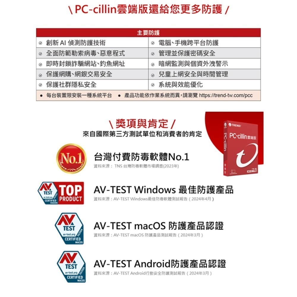 趨勢科技 PC-cillin 2026 雲端版 實體盒裝 防毒軟體首選 防詐騙【三台 1年/2年/3年】-細節圖7