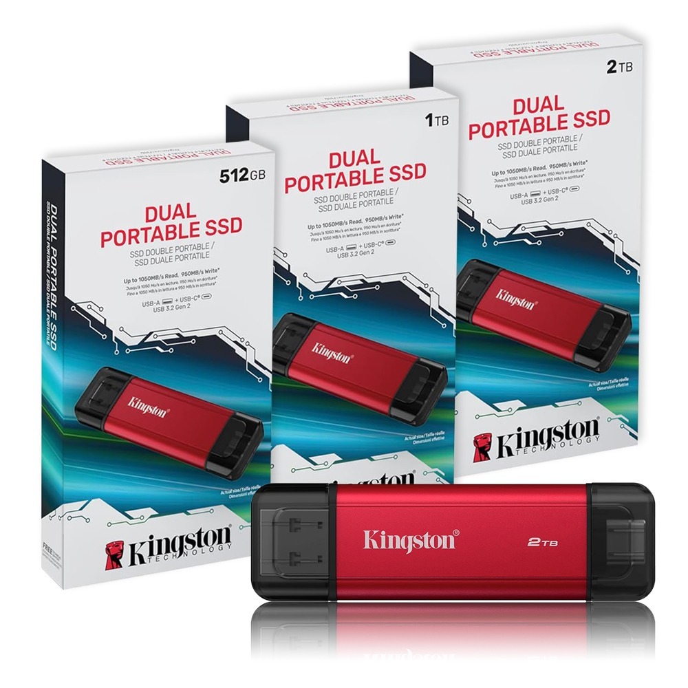 金士頓 512G 1TB 2TB Dual Portable SSD Type-A / Type-C 行動固態硬碟-細節圖3