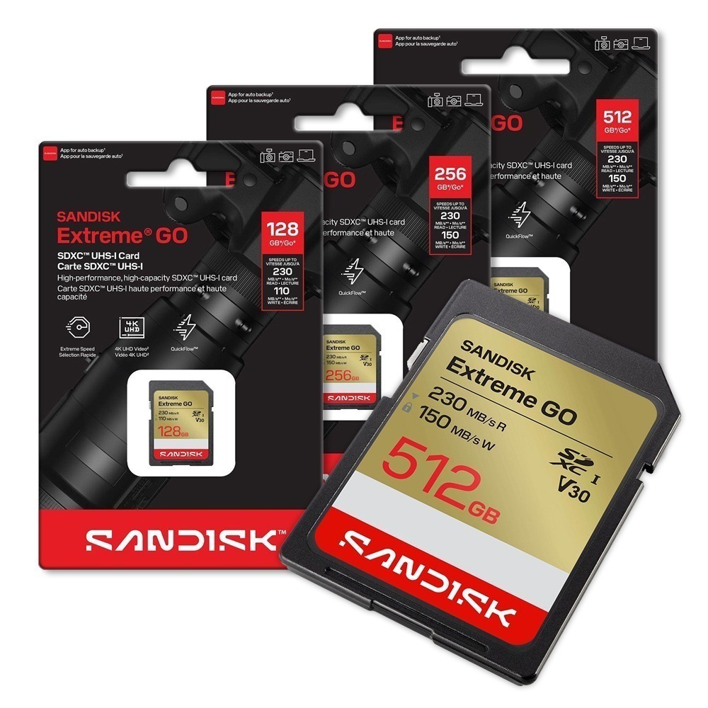 SanDisk Extreme GO 32G 64G 128G 256G 512G U3 V30 SDXC 相機記憶卡-細節圖2