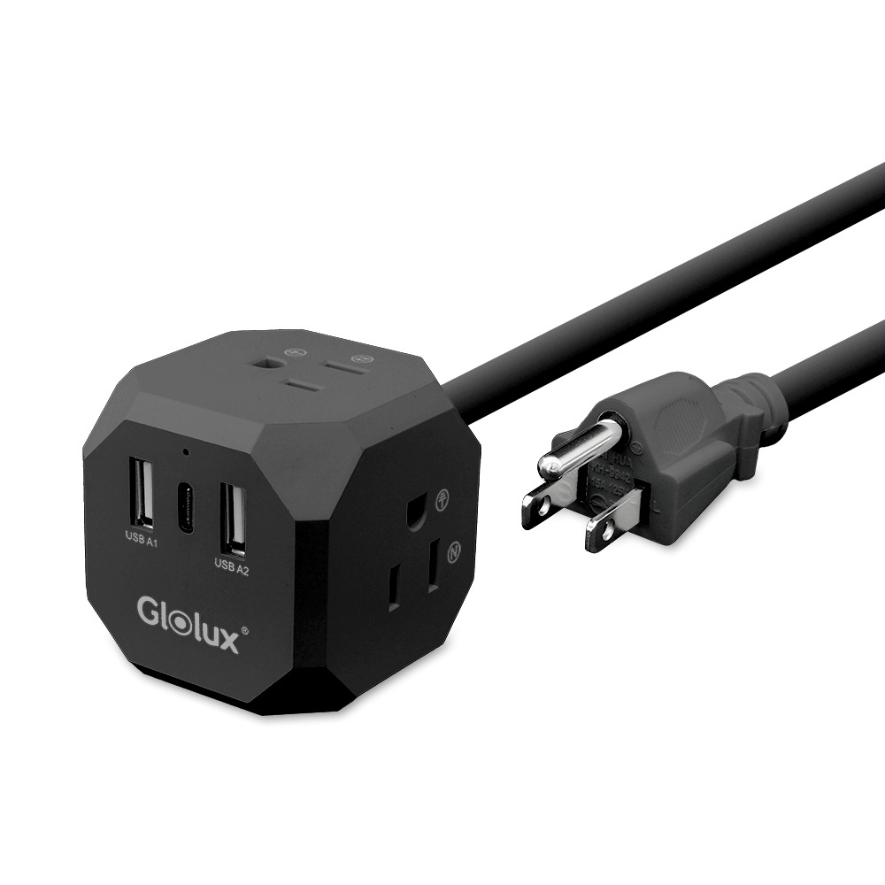 Glolux 流星錘 2.1M 多功能延長線 3面插座 2USB＋1Type-C 15W  GL-EC200-20W3A-細節圖2