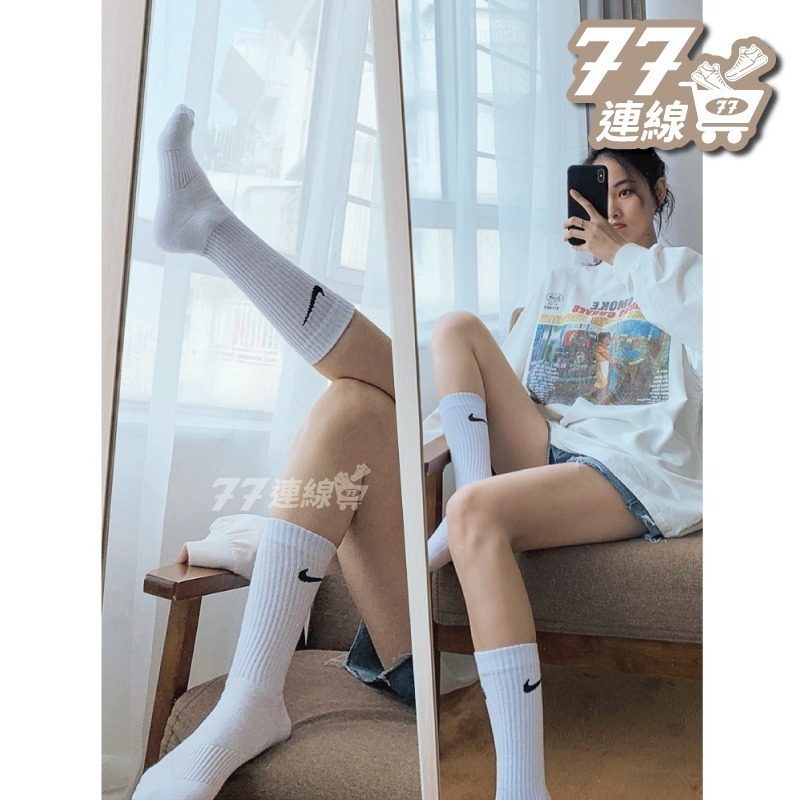 NIKE SWOOSH SOCKS LOGO 三雙一組 短襪 踝襪 長襪 高筒襪 小腿襪 運動襪 襪子 男女 黑白-細節圖8