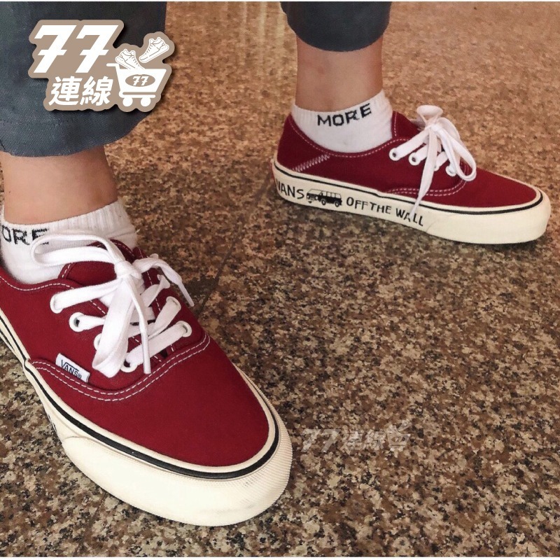 Vans authentic 塗鴉 酒紅色 運動鞋 滑板鞋 情侶帆布鞋 休閒鞋 男鞋 女鞋-細節圖2