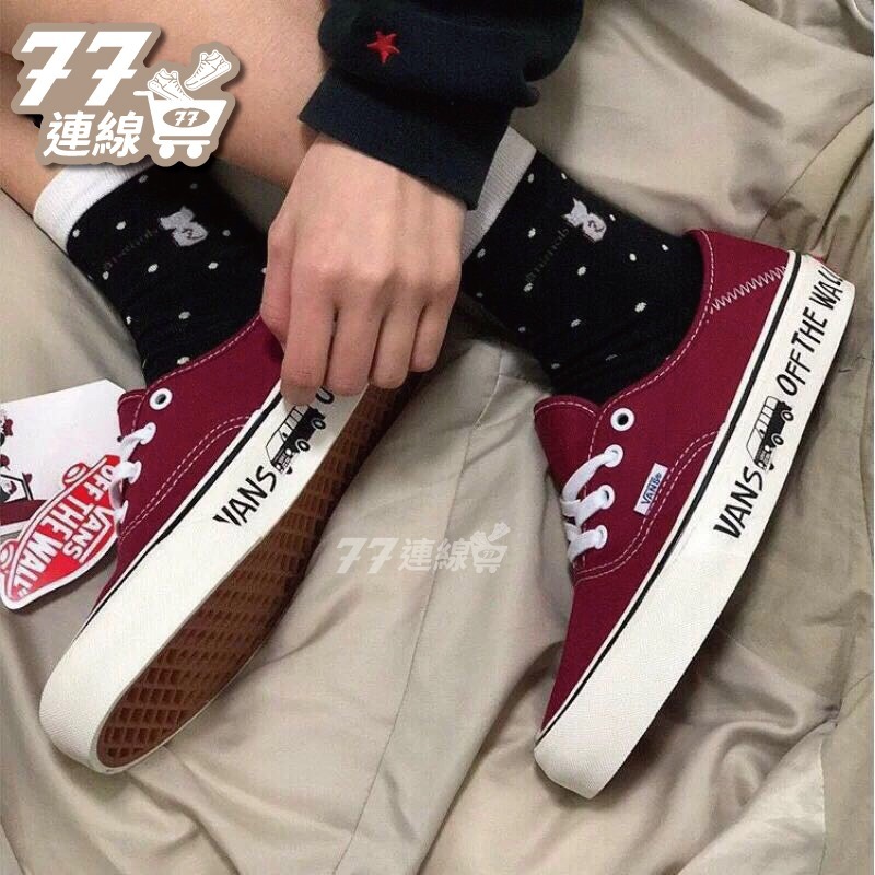 Vans authentic 塗鴉 酒紅色 運動鞋 滑板鞋 情侶帆布鞋 休閒鞋 男鞋 女鞋-細節圖8
