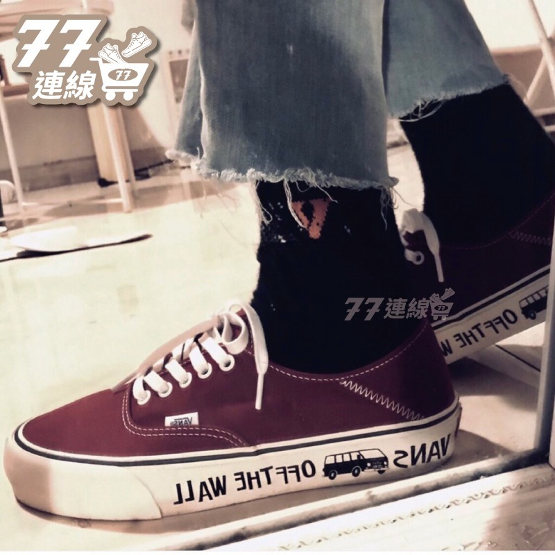 Vans authentic 塗鴉 酒紅色 運動鞋 滑板鞋 情侶帆布鞋 休閒鞋 男鞋 女鞋-細節圖9