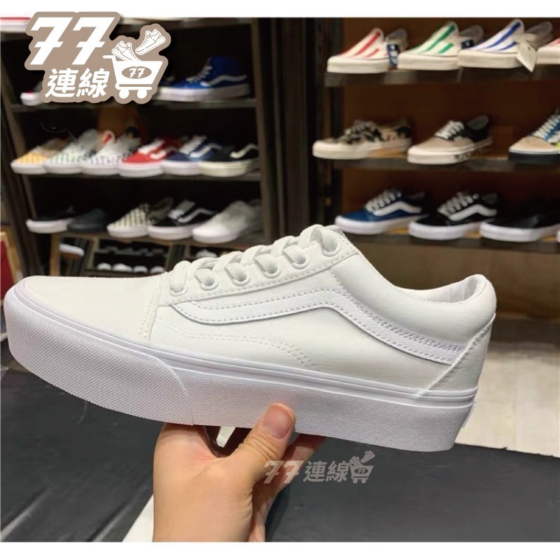 Vans Old Skool 厚底 餅乾底 基本款 高跟 黑白 美式 增高 女鞋 棋盤格 黑-細節圖6