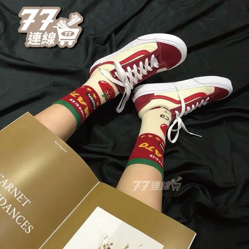 VANS Style 36櫻桃汽水紅白拼接低筒男女鞋帆布鞋板鞋-細節圖5