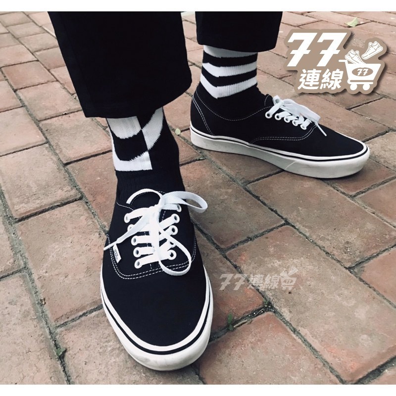 Vans authentic 基本款 厚底 一般底 黑白 阿先 美式 增高 棋盤格 黑 滑板鞋 白-細節圖3