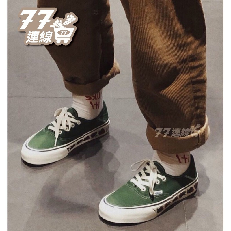 Vans Classic Authentic 草莓圖案 森林綠 墨綠色 經典款 帆布 滑板鞋 男女款-細節圖9