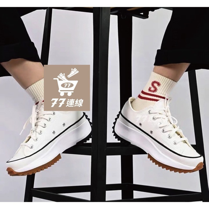 Converse Run StarHike 鋸齒鞋 似JW聯名款 增高黑色 低筒厚底帆布-細節圖8