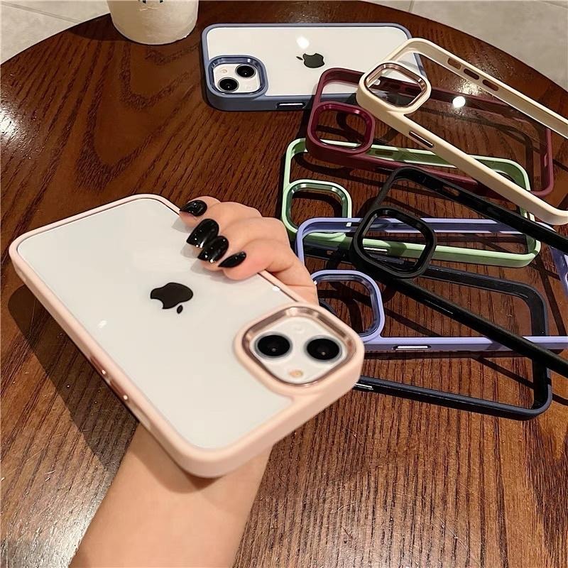 iphone透明金屬盾手機殼 防摔殼  撞色 軍規 手機殼 適用於14 11 12 12pro 13 13pro max-細節圖2