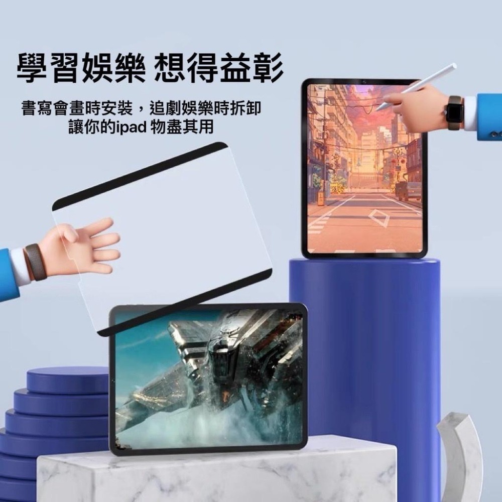 iPad 類紙膜 可拆式 磁吸式 肯特紙 高清鋼化膜 保護貼 適用於 Pro11 Air 4 5 mini 6 10.2-細節圖6
