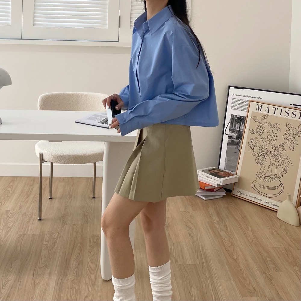 韓國 正韓 百摺裙 短裙 側拉鍊 斜折裙 (深灰M/卡其S現貨)-細節圖2