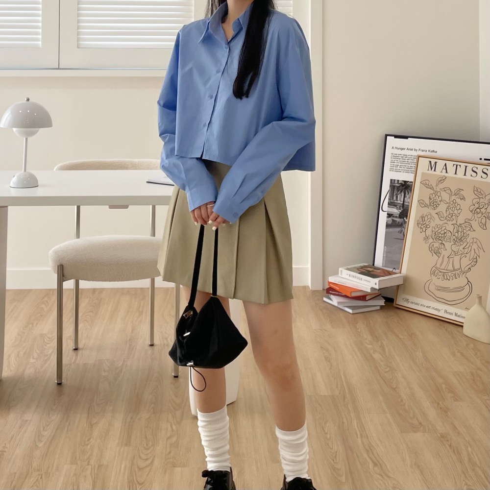 韓國 正韓 百摺裙 短裙 側拉鍊 斜折裙 (深灰M/卡其S現貨)-細節圖3