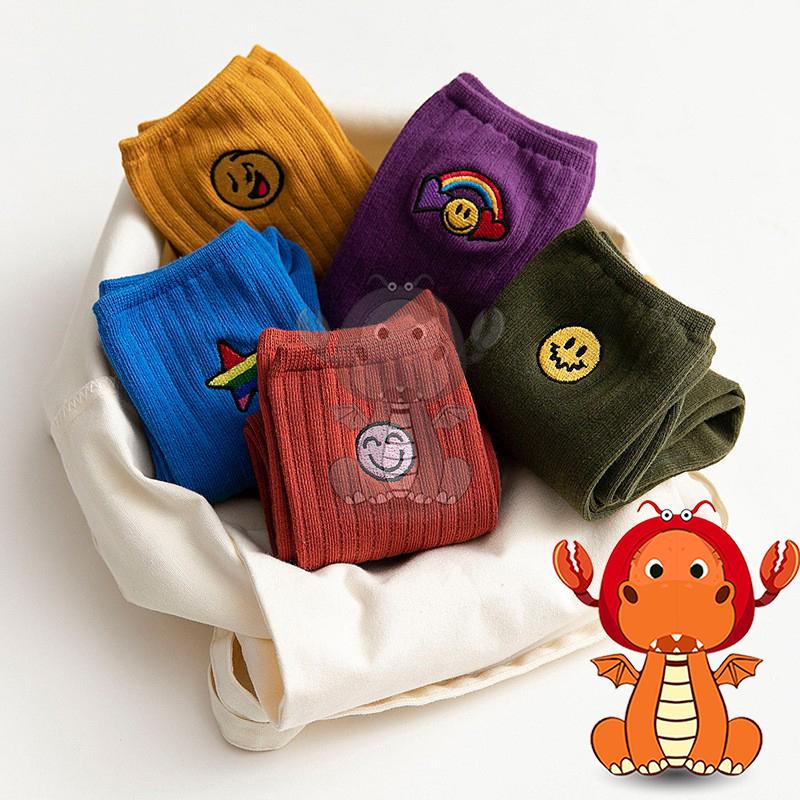 春秋新款襪子 全棉笑臉襪子 小表情襪 舒適可愛襪子 小圖案男女中筒 秋襪 唯龍購物-細節圖2