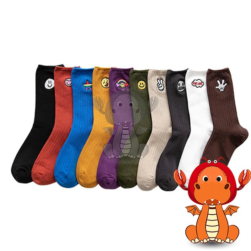 春秋新款襪子 全棉笑臉襪子 小表情襪 舒適可愛襪子 小圖案男女中筒 秋襪 唯龍購物-細節圖3