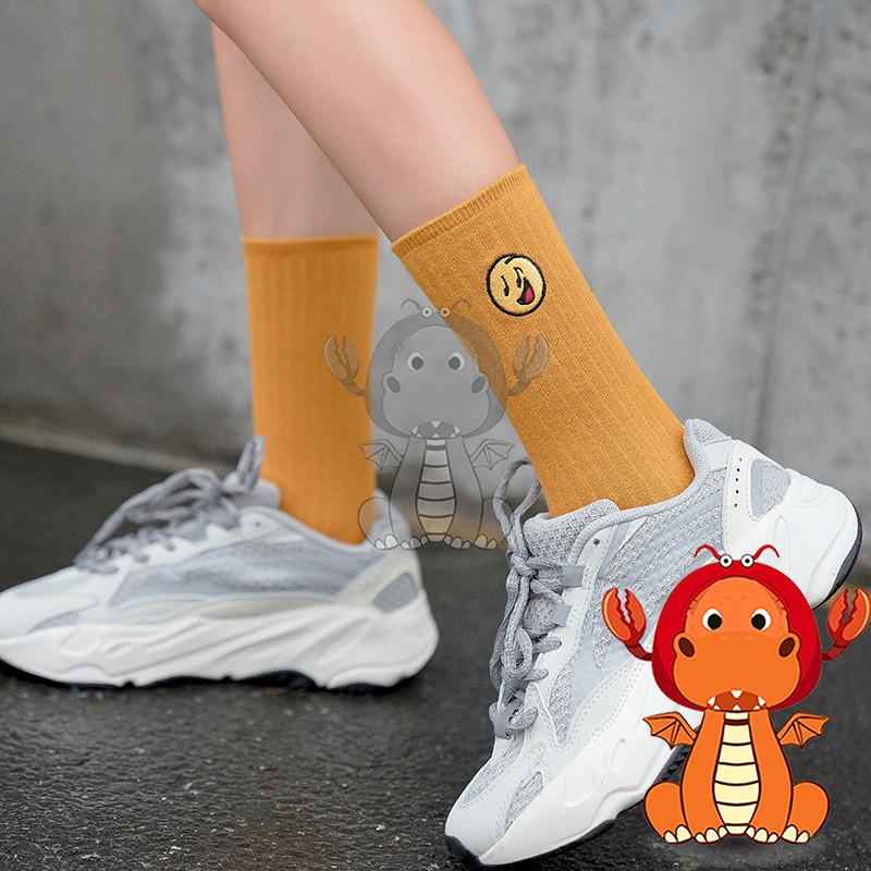 春秋新款襪子 全棉笑臉襪子 小表情襪 舒適可愛襪子 小圖案男女中筒 秋襪 唯龍購物-細節圖5