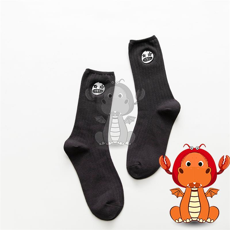 春秋新款襪子 全棉笑臉襪子 小表情襪 舒適可愛襪子 小圖案男女中筒 秋襪 唯龍購物-細節圖6