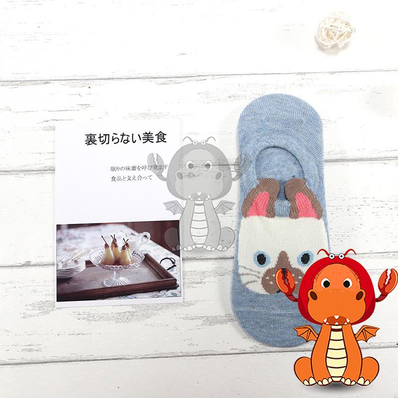 Z-054 春夏季新款襪子 日係襪子 可愛卡通動物短襪 全棉船襪 淺口防滑矽膠隱形襪女襪 船襪 唯龍購物-細節圖6