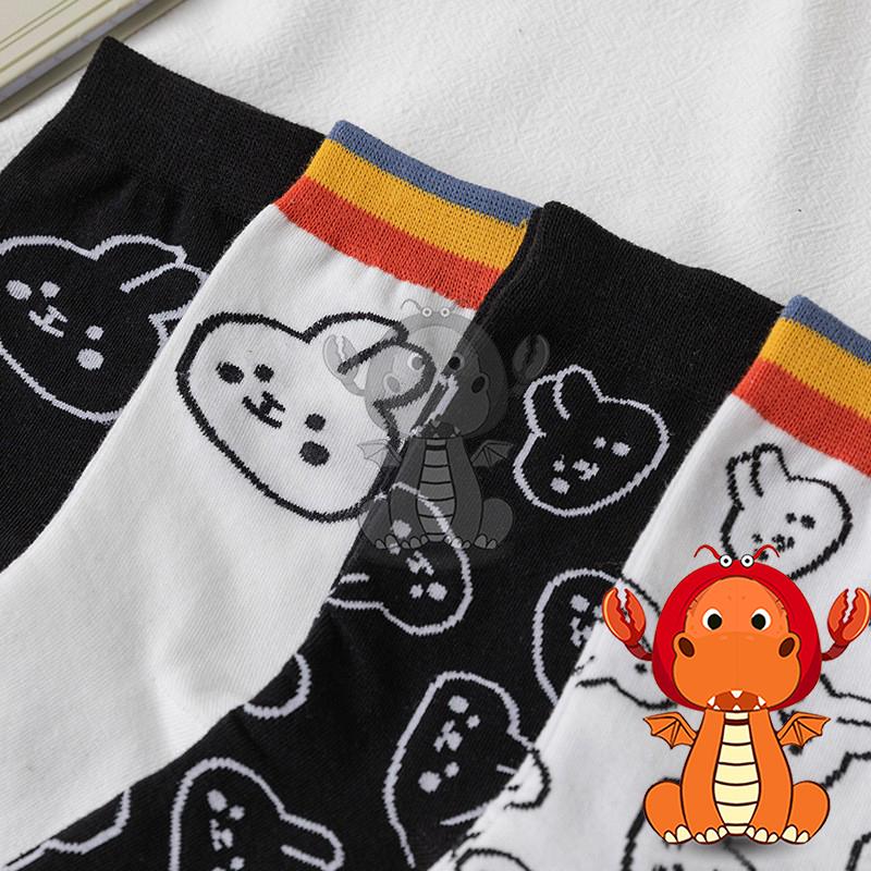 J405 爆款女士中筒襪 透氣款襪子 中筒女襪 卡通襪子 圖案可愛小兔子全棉襪子 唯龍購物-細節圖4