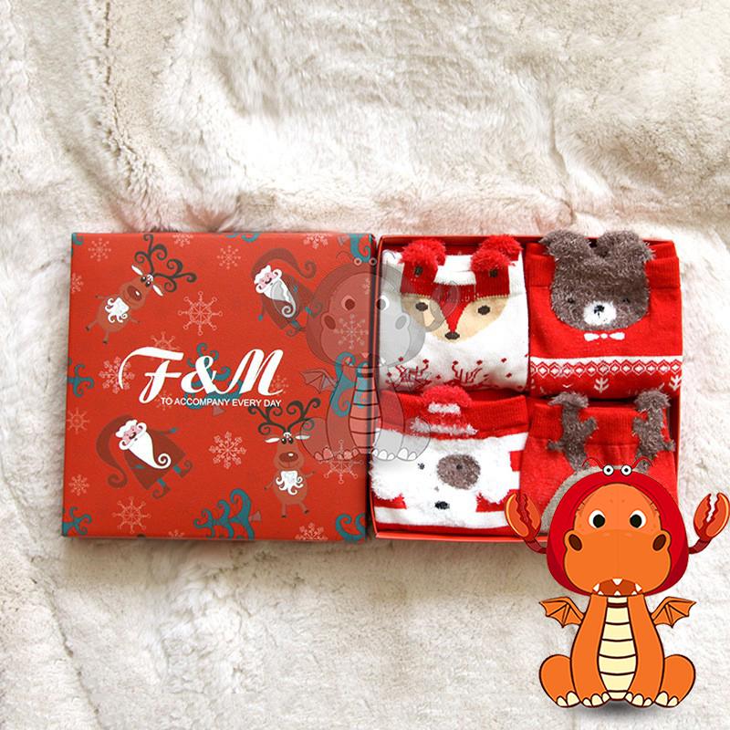 Z-055 秋冬盒裝襪子 大紅襪子 立體卡通馴鹿聖誕襪子 可愛日系女士中筒襪子 唯龍購物-細節圖6