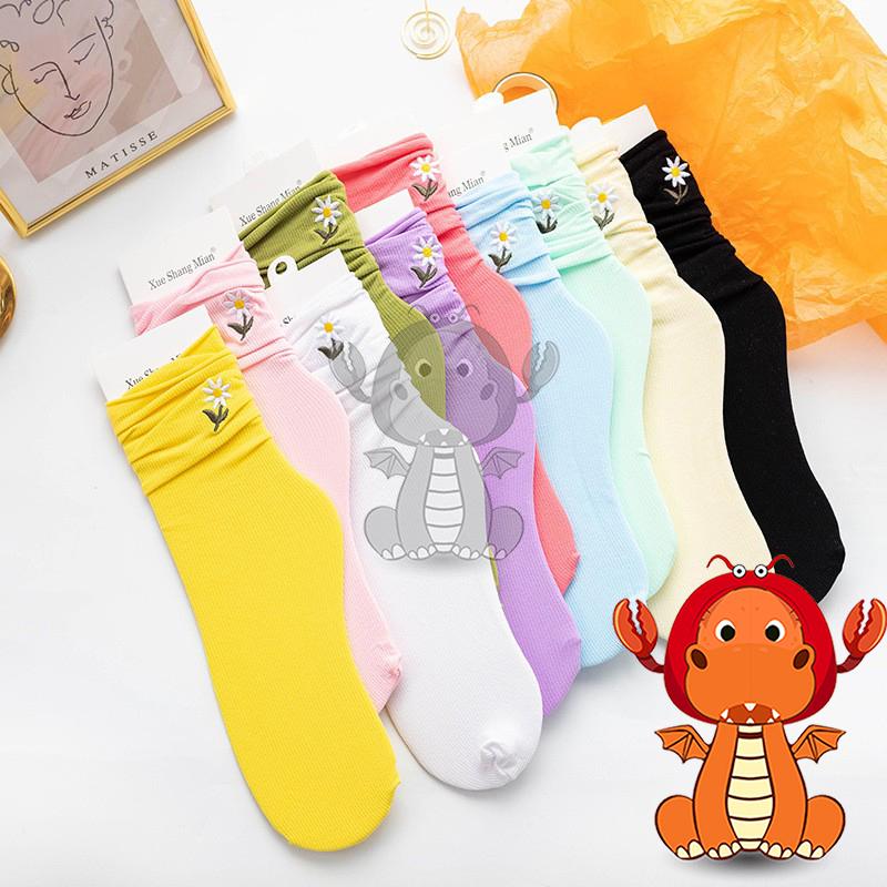 Z-041 新款日系 女襪 小雛菊襪子 小雛菊圖案襪子 超薄透氣襪子 女夏季長筒天鵝絨 堆堆襪 唯龍購物-細節圖2