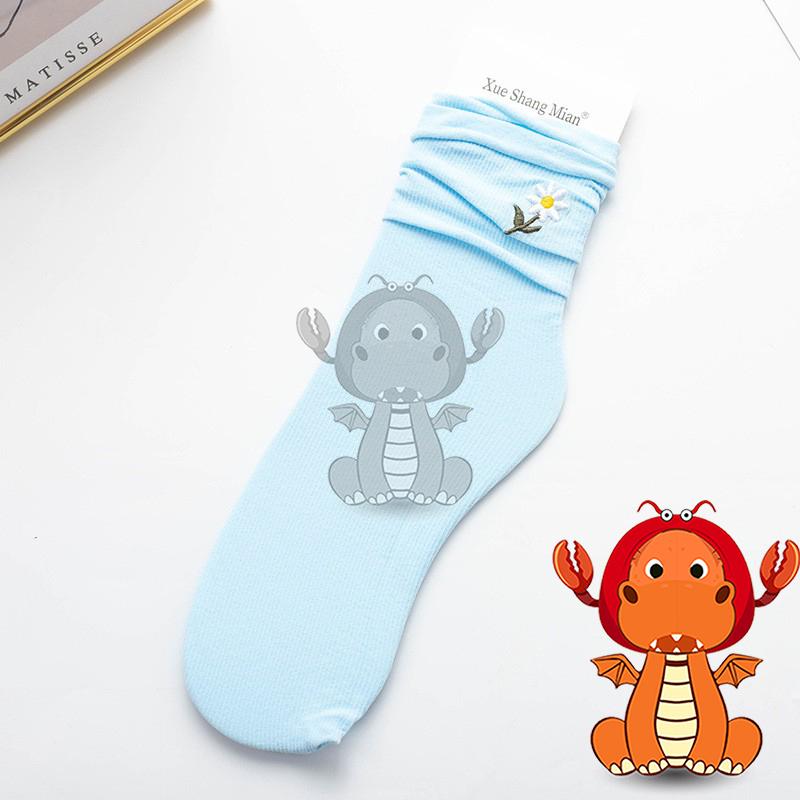 Z-041 新款日系 女襪 小雛菊襪子 小雛菊圖案襪子 超薄透氣襪子 女夏季長筒天鵝絨 堆堆襪 唯龍購物-細節圖3