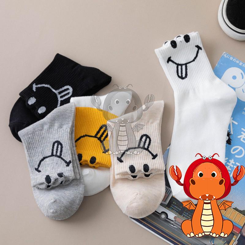 J277 春季新款女襪 中筒襪子 笑臉卡通中筒襪子 百搭舒適女士襪子 唯龍購物-細節圖2