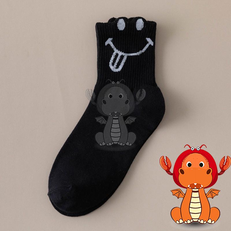 J277 春季新款女襪 中筒襪子 笑臉卡通中筒襪子 百搭舒適女士襪子 唯龍購物-細節圖4