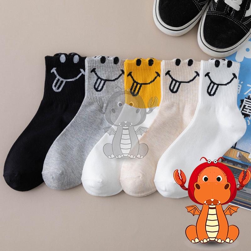 J277 春季新款女襪 中筒襪子 笑臉卡通中筒襪子 百搭舒適女士襪子 唯龍購物-細節圖5