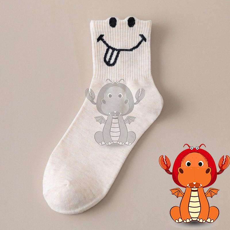 J277 春季新款女襪 中筒襪子 笑臉卡通中筒襪子 百搭舒適女士襪子 唯龍購物-細節圖6