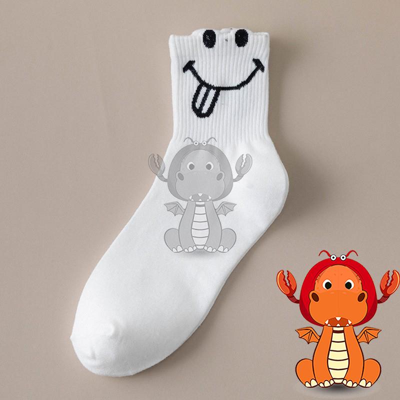 J277 春季新款女襪 中筒襪子 笑臉卡通中筒襪子 百搭舒適女士襪子 唯龍購物-細節圖7