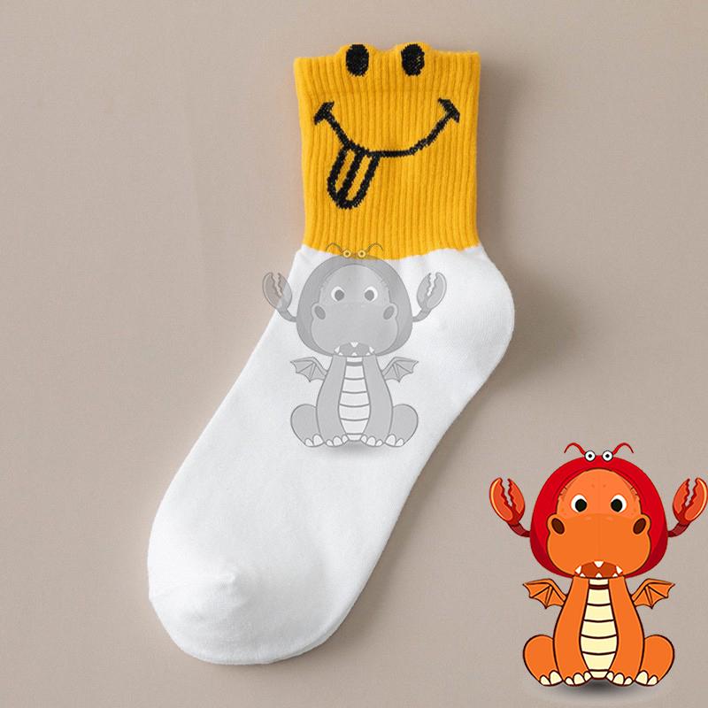 J277 春季新款女襪 中筒襪子 笑臉卡通中筒襪子 百搭舒適女士襪子 唯龍購物-細節圖8