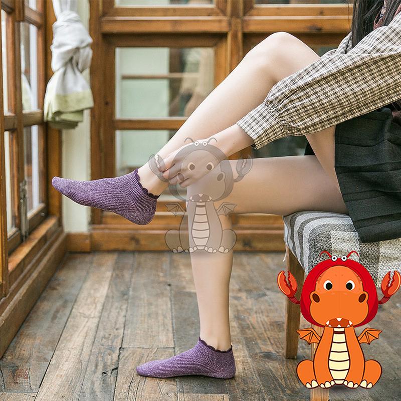 F-021 春夏新款襪子 船襪子 花邊短筒襪子 純色簡約全棉襪子 日系襪 糖果色襪子 透氣吸汗襪 唯龍購物-細節圖7