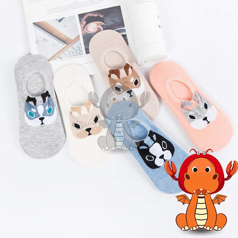 J262 襪子 全棉女士襪子 可愛襪子 卡通狗短襪 夏季薄棉襪子 防滑矽膠隱形襪 休閒女襪 唯龍購物-細節圖9