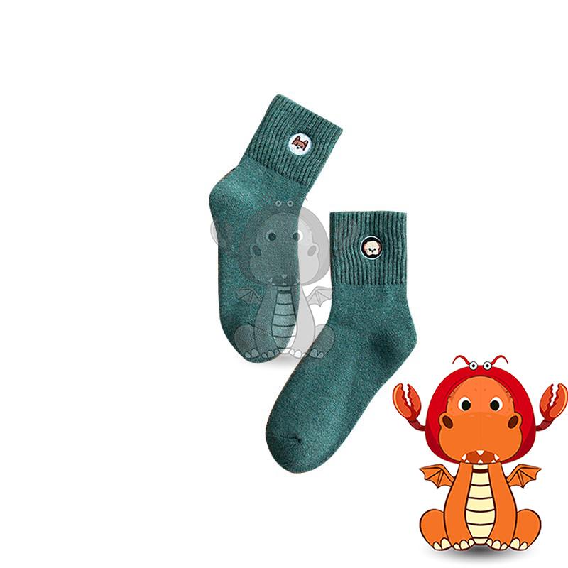 J309 可愛卡通襪子 圖案女士中筒襪 小狗刺繡襪子 圖案全棉透氣襪個性百搭襪子 唯龍購物-細節圖4