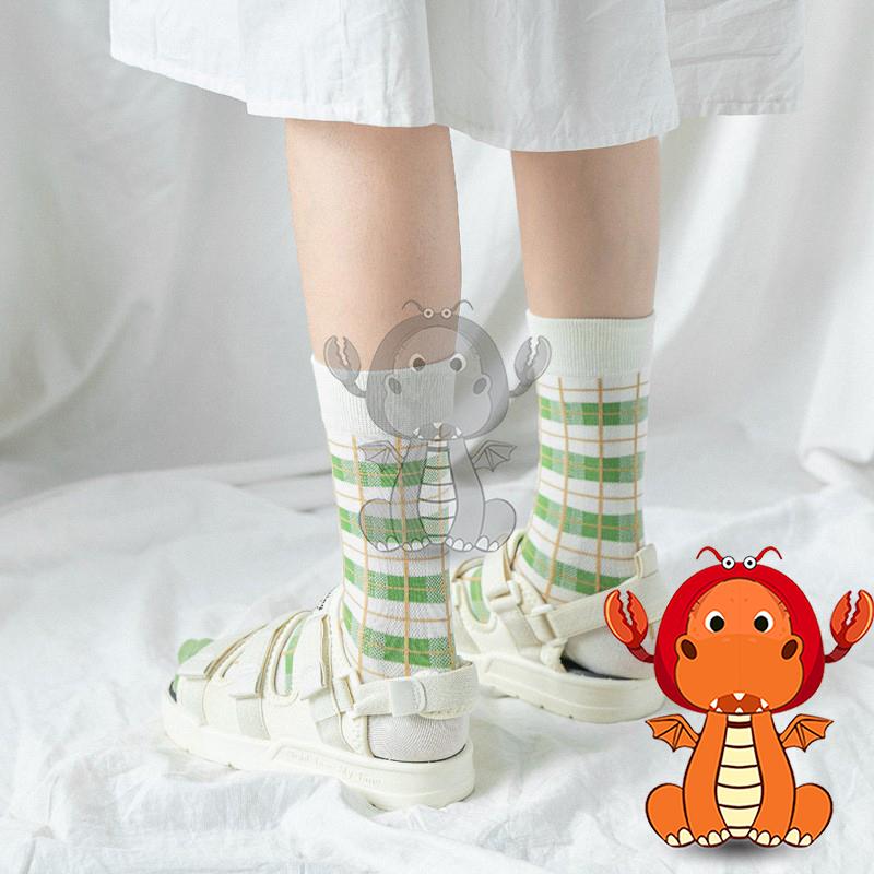 J324 春季新款女襪 綠色系襪子 小清新女士中筒襪 潮流襪子 綠色控 唯龍購物-細節圖3