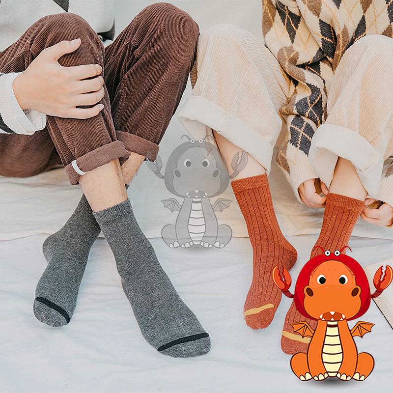 J157 春秋款襪子 中筒襪 堆堆襪 全棉百搭中筒襪純色豎條中筒襪 吸汗透氣襪 唯龍購物-細節圖2