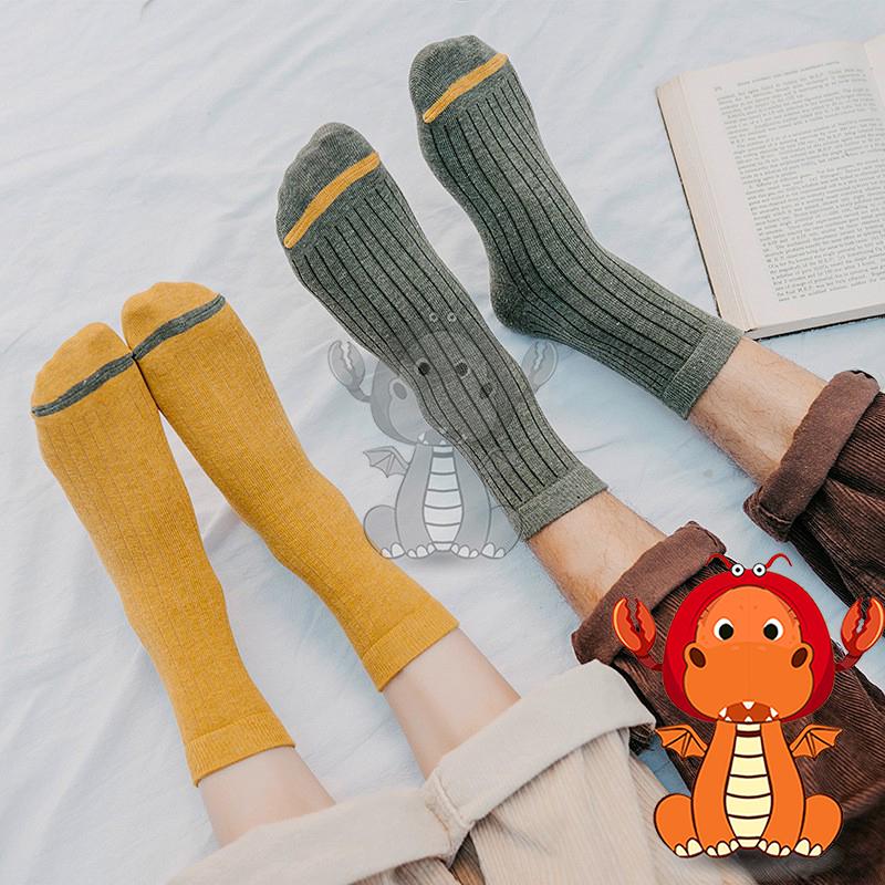 J157 春秋款襪子 中筒襪 堆堆襪 全棉百搭中筒襪純色豎條中筒襪 吸汗透氣襪 唯龍購物-細節圖7