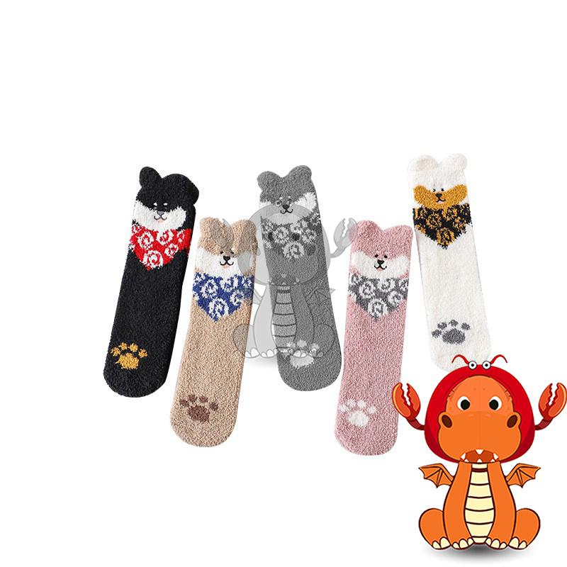 J175 新款襪子 秋冬珊瑚絨居家襪子 卡通可愛貓系女中筒襪 地板襪子 唯龍購物-細節圖7