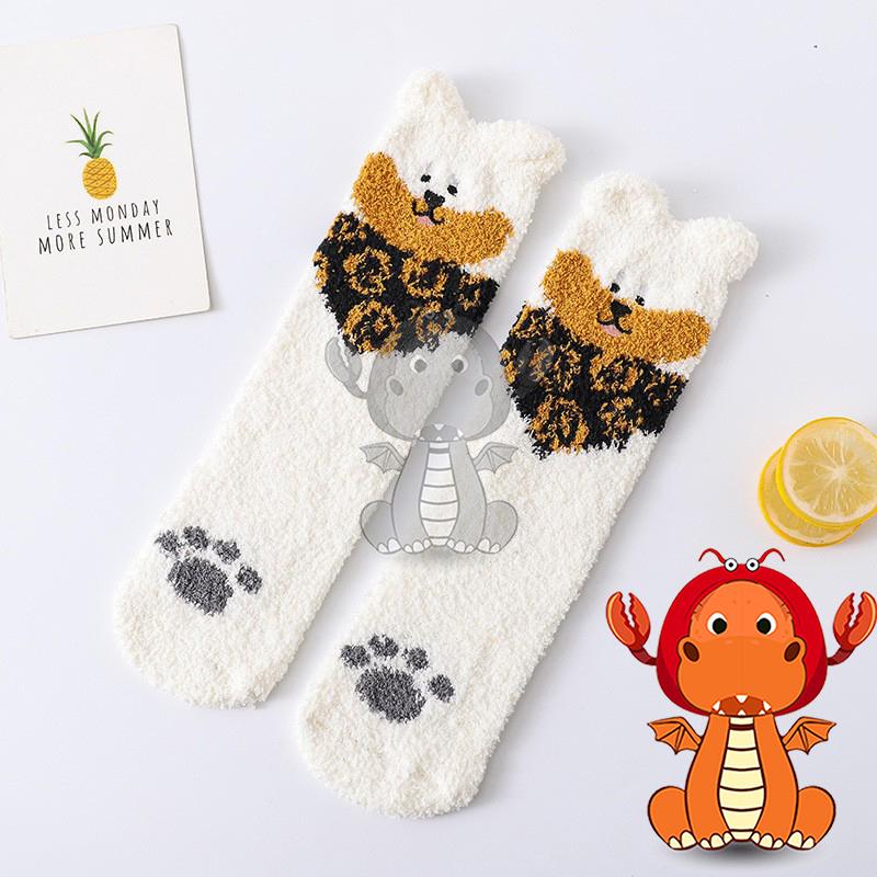 J175 新款襪子 秋冬珊瑚絨居家襪子 卡通可愛貓系女中筒襪 地板襪子 唯龍購物-細節圖8