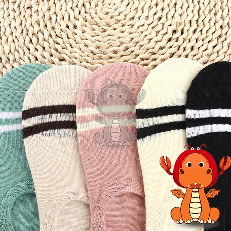 F-002 夏季新款襪子 休閒襪子 兩條槓純色隱形襪 淺口防滑襪子 矽膠女襪 舒適吸汗棉襪子 唯龍購物-細節圖3