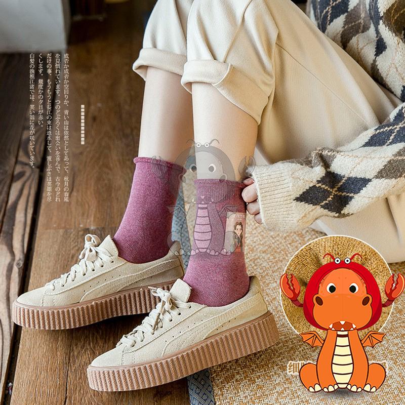 Z-044 春秋季潮流襪子 全棉印花可愛中筒襪 百搭休閒女士襪子 唯龍購物-細節圖3