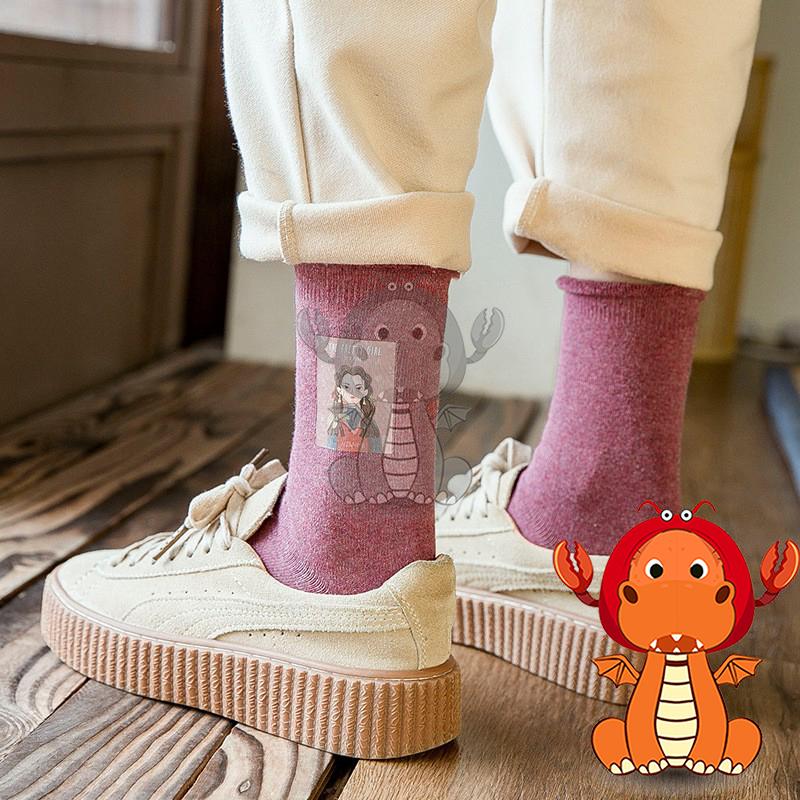 Z-044 春秋季潮流襪子 全棉印花可愛中筒襪 百搭休閒女士襪子 唯龍購物-細節圖8