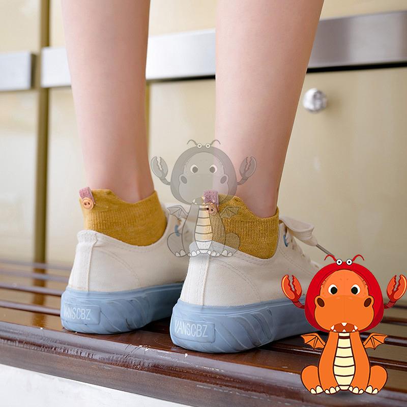 J479 春秋季新款薄款女襪 簡約日系襪子 百搭鈕扣襪子 純色短襪 女襪 唯龍購物-細節圖7