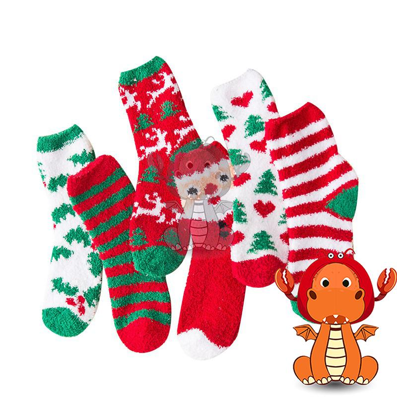J367 冬季珊瑚絨聖誕襪子 可愛聖誕老人圖案女襪 時尚地板襪 中筒襪 唯龍購物-細節圖5